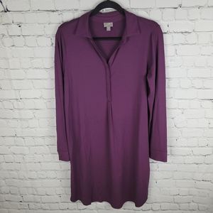 J. JILL | Mulberry stretch long sleeve collared henley dress